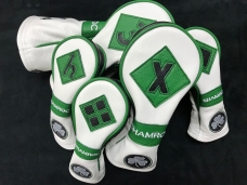 Pure White with green accents and custom embroidery