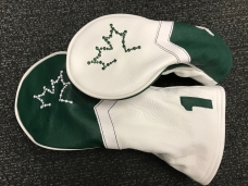 CUSTOM Pure White body / Green front Body with Embroidered Canadian "BUBBLE" Maple Leaf embroidery.